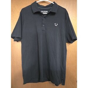 True Religion Black Polo Shirt Men's XL Short Sleeve Embroidered Logo